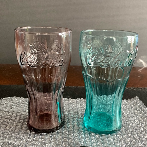 Vintage Coca Cola Ribbed and Speckled Glass Cups 16oz and 36oz - Picture 3 of 9